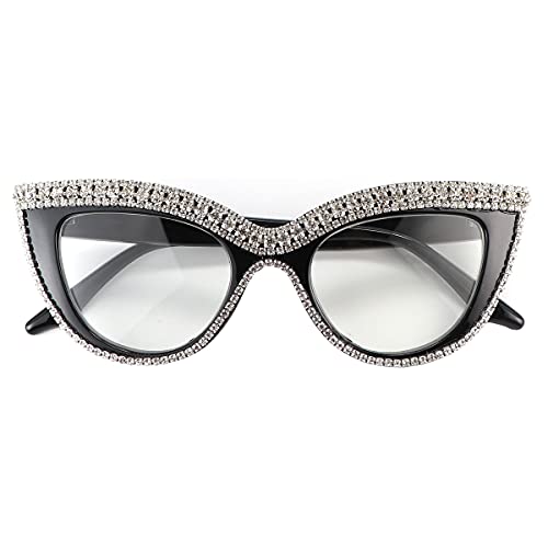 Fuprecious Cat Eye Reading Glasses Bling Rhinestone Magnified Blue Light Blocking Reader Glasses thumb #4