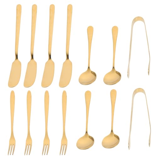 Juego de utensilios de acero inoxidable dorado resistente para tabla de quesos gourmet