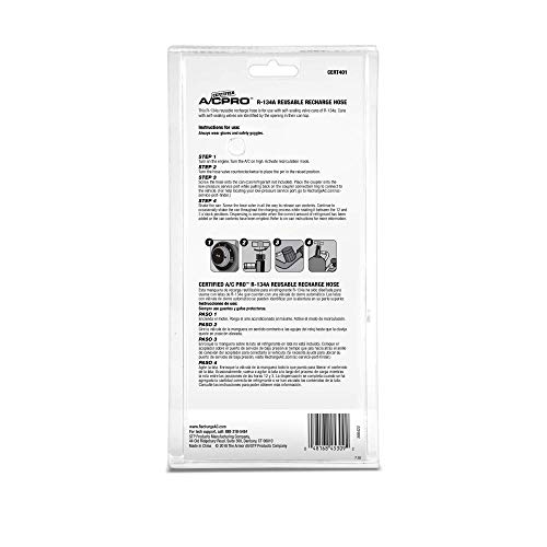 InterDynamics Certified A/C Pro Car Air Conditioner Refrigerant Recharge Kit, AC Recharge Kit Compatible with Self Sealing Valve Cans of R-134A, Includes Hose and Can Tap Dispenser, 8 in