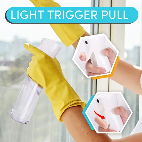 Hula Home Continuous Spray Bottle (10.1Oz/300Ml) Empty Ultra Fine Plastic Water Mist Sprayer – For Hairstyling, Cleaning, Salons, Plants, Essential Oil Scents & More - White #TOP2