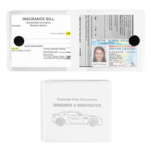 Uyye Car Registration &Amp; Insurance Card Holder, 2-Pack - White, Waterproof, 4-Compartment, Unisex-Adults Car Organizer