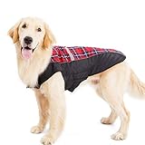 Farbe: rotes Plaid N / A Hundekleidung Kleidung für Hunde, Winterkleidung für Hunde, warme reflektierende Jacke für Hunde, Wendekleidung für Haustiere, Bulldogge, große Hunde WarmesHaustierhundegeschenk