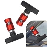 winterrock 2PCS Car Hood Prop Rods, Aluminum Alloy Engine Hood Support Rod Retainer, Portable Anti-Slip Anti-Pinch Vehicle Metal Hood Strut Clamp, Universal Snap-on Auto Support Lift Accessories (Red)