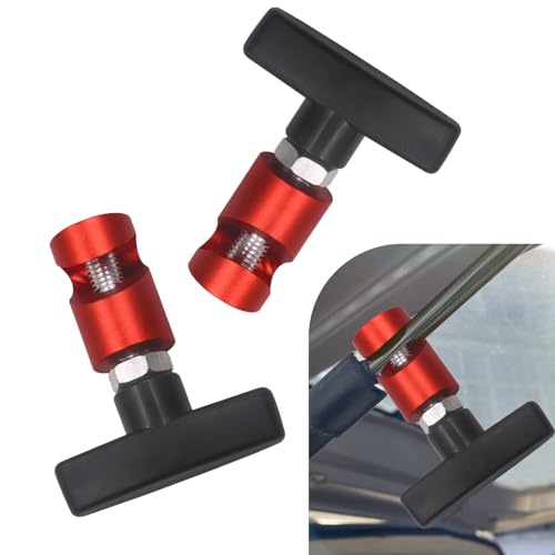 winterrock 2PCS Car Hood Prop Rods, Aluminum Alloy Engine Hood Support Rod Retainer, Portable Anti-Slip Anti-Pinch Vehicle Metal Hood Strut Clamp, Universal Snap-on Auto Support Lift Accessories (Red)
