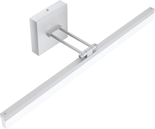 Ralbay Lámpara LED moderna plateada de 24 pulgadas, luz de tocador ajustable de 14 W para baño, lámpara LED moderna de tocador de baño sobre espejo