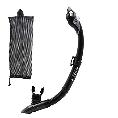 AQUA A DIVE SPORTS Dry Snorkel Easy Breath Diving Snorkel for Snorkeling Scuba Diving Swimming with Top Dry Valve and Food Grade Silicone Mouthpiece for Adult Youth(Black)