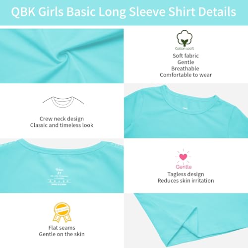 Image of 3T 4T 5T to 12 Years Girls Long Sleeve Shirts Kids Cotton T-Shirt Toddler Basic Crew Neck Top
