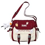 Extolove Linda bolsa mensageiro, bolsas transversais femininas kawaii, bolsas carteiro, C, vermelho, Medium