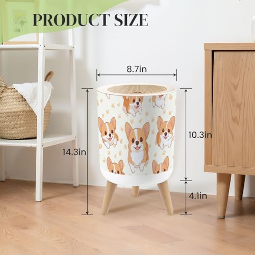 Pequeña caneca de basura con tapa y patas, 7L miniatura 3
