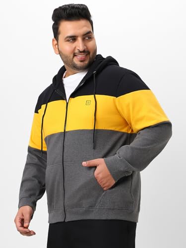 Image of Urbano Plus Men's Cotton Zippered Hooded Casual Winterwear Sweatshirt