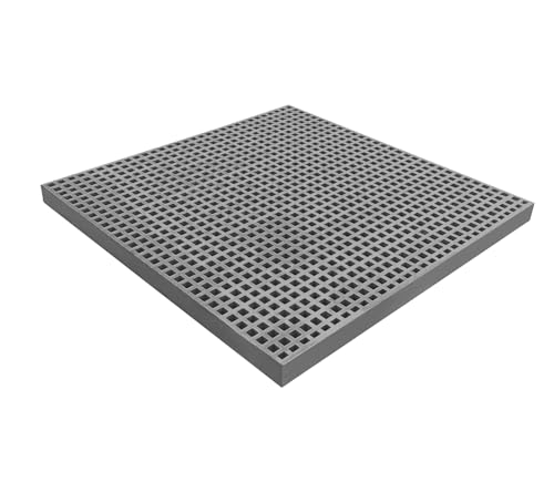 NATOTELA 38mm Thick GRP Grating panels Square L600xW600mm Fiberglass moulded gratings Bar Grate 19mm Mini Mesh Grating Panel Grille for Platforms Walkways Flooring Ramps Water Treatment Grey