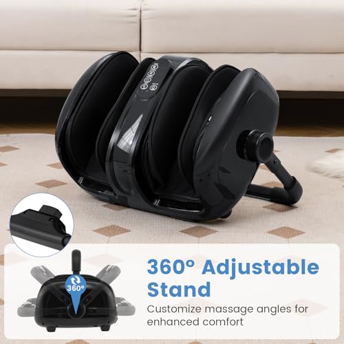 Image of Giantex Foot Massager with Heat, Calf Massager with Remove Control, 2 Vibration Options, 5 Mode & 5 Compression Intensity, 360Adjustable Stand, Shiatsu Foot Massage Machine for Calf Arm Relax (Black)