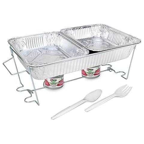 Sterno Buffet Kit Disposable Chafing Dish Buffet Set - Chafing Dishes for Buffet & Catering Food Warmers - Catering Supplies & Food Warming Trays for Buffet Party - 8-Piece Chafing Dish Set Cover