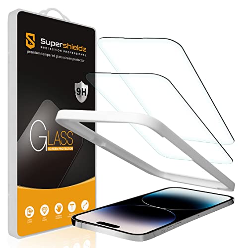 Supershieldz (2 Pack) Designed for iPhone 14 Pro (6.1 inch) Tempered Glass Screen Protector with (Easy Installation Tray) Anti Scratch, Bubble Free