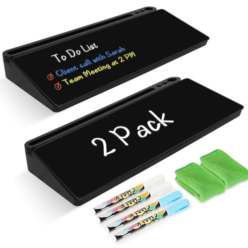 2 Pack Desktop Glass Whiteboard with Storage, Desk White Board Stand Black by WALGLASS - Used condition - US$41.79