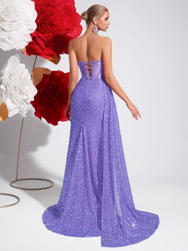 Image of Cocktail Evening Gowns Formal Dresses for Women Sequin Tulle Wedding Guest Party Sexy Off Shoulder Floor Length Prom Dress