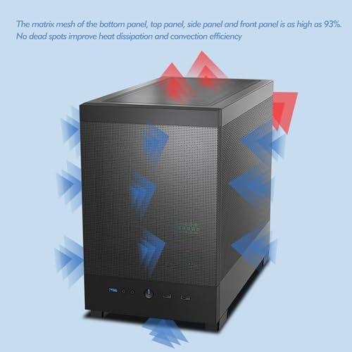 Obudowa komputerowa ze szkła hartowanego z pionowym uchwytem GPU, idealna do konstrukcji M-ATX/ITX, poprawia chłodzenie dzięki konstrukcji panelu przedniego z siatką