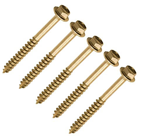 TERF® 6.0 X 100mm Advanced Turbo Coach Screws 6.0 X 100mm Slash Point Hex Flange Head Solo Coach Screw Yellow - Pack of 20