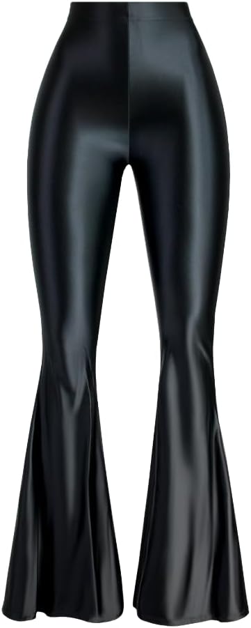 Colored Glossy Silky Gloss Pants for Women Wearing Thin Bodybuilding Dance high-Waisted Skinny Bell Bottoms