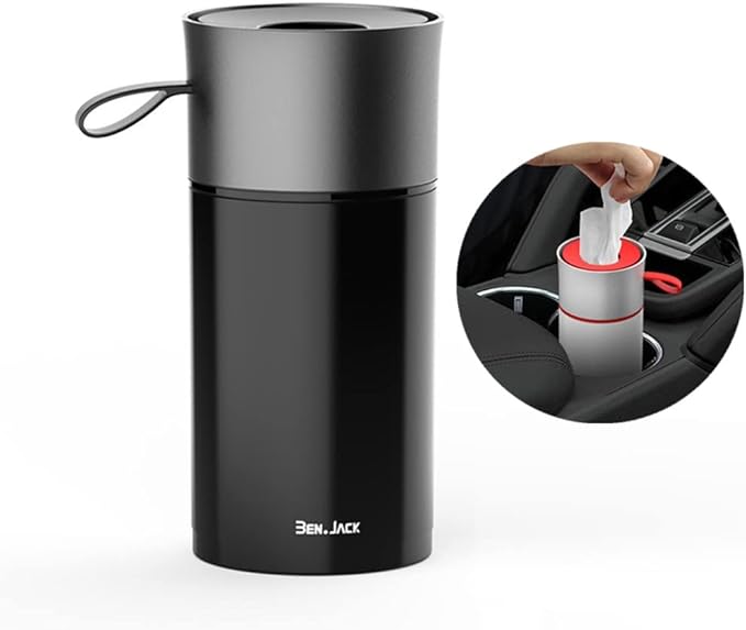 Amazon Ben Jack 車 ティッシュケース 車用ティッシュカバー 高級仕様 車内収納 車アクセサリー 車用収納ケース 小物入れ 収納 ティッシュボックス 防水 取付不要 円筒形 人間工学 上品 高い質感 おしゃれ カップ立て 3色 車用ティッシュカバー