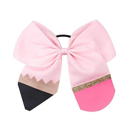 School Bow Cheer Bow Clip, Back To School Hair Bow Ponytail Holder, Pencil Girls Hair Clips Zfj26 (Pink Set) #TOP1