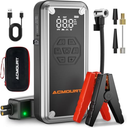 Image of 7000A Jump Starter Power Pack with Air Compressor 12V Car Battery Booster