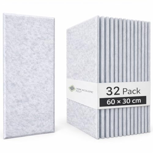 Image of YGM Acoustic Foams Luxury PET Felt Acoustic Self Adhesive Panels, 10 MM Thick, Sound Absorbing Panels for Wall | Room Noise Reducer & Sound Dampening (Marble White, 1x2 Foot - 32 Panels)