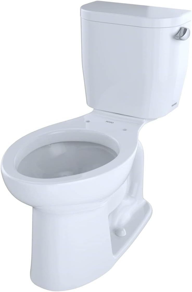 TOTO CST244EFR#01 Entrada Two-Piece Elongated 1.28 GPF Universal Height Toilet with Right-Hand Trip Lever, Cotton White - - 