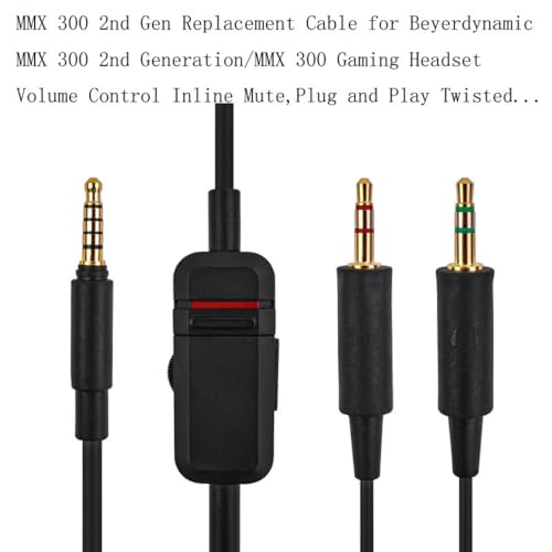 Taoricen MMX 300 Audiokabel, 3,5mm Kopfhörerkabel Kompatibel mit Beyer MMX300 2nd Gen Audiokabel mit Mikrofon Lautstärkeregler, Computer Version (2m / 6.6 ft)
