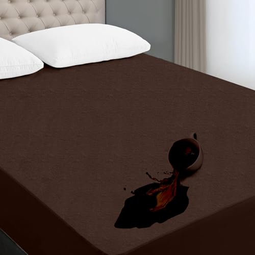 Image of Ayka 100% Waterproof Cotton Terry Mattress Protector Single Size Breathable Hypoallergenic Noiseless Ultra Soft Fitted Bed Protector 78x36 inch Mattress Cover /Bed Cover (Brown, Single (78 * 36 inch))