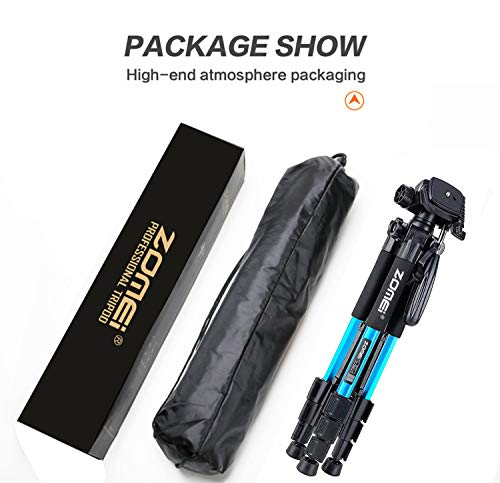 Portable 55-Inch Camera Tripod Q111 Lightweight Phone Stand With Phone Holder And Quick Release Plate For Dslr Cameras,Cell Phones,Projector,Webcam,Spotting Scopes Canon Eos Nikon Sony Samsung(Blue) #TOP7