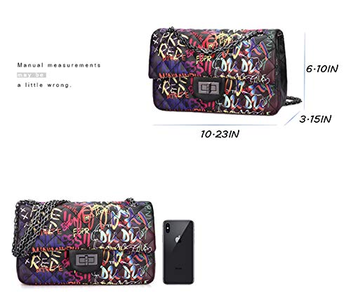 Wxnow Women Small Crossbody Handbags Graffiti Clutch Purse Leather Shoulder Bags4