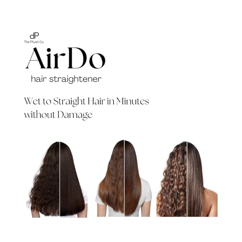 Image of ThePlushCo Air Hair Straightener with 4 Temp Settings | No Plates 2-in-1 Dryer & Straightener | Damage-free Straightening Machine for Curly, Wavy, Frizzy Hair