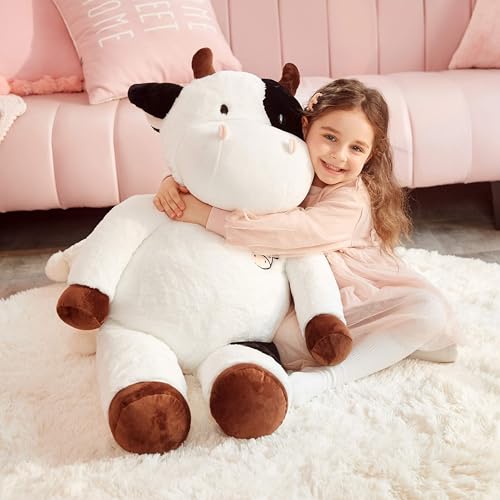 IKASA Giant Cow Stuffed Animal Jumbo Cow Soft Toys (White, 78cm)