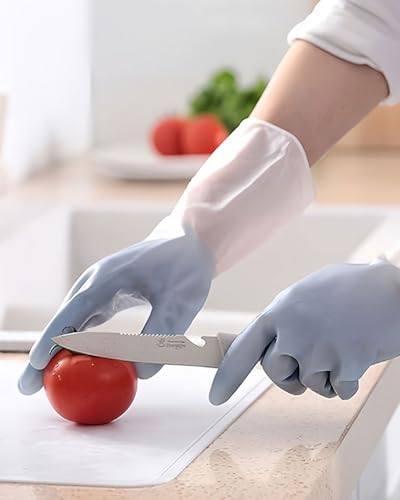 Miniatura 6 de Aorhofj Guantes De Limpieza Hogar, Guantes Cocina, Guantes Domésticos Reutilizables Con Forro, Guantes De Látex Impermeables Y Antideslizantes, 3 Pares M