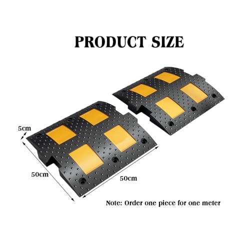 Topes de Velocidad de Goma, 100x50x5CM con Textura Antideslizante para Evitar Resbalones, Topes para Compras, Hoteles, Grava, Asfalto, Concreto miniatura 2