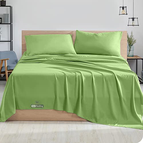 Sgi 100% Egyptian Cotton 600 Tc Sheet Set Soft & Smooth Sateen Weave 4 Pc Sheet Set - 1 Fitted Sheet, 1 Flat Sheet & 2 Pillowcase 15" Inch Deep Pocket (Rv King, Sage Solid) #TOP1