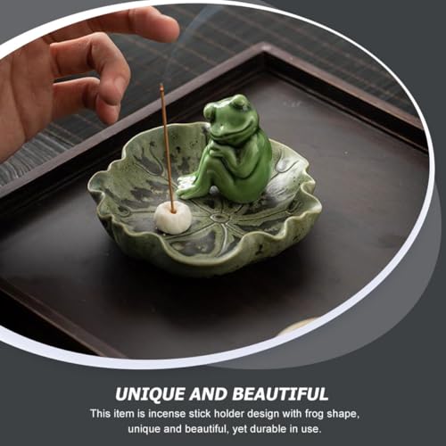 Porte-parfum grenouille céramique verte compact pour table de thé