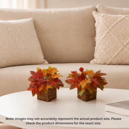 Image of DecoreBugs Artificial Real Touch Flower Plant with Pot (Pack of 2), 16 cm Height, Decorative Faux Floral Plant for Home, Office, Living Room, Bedroom, Table & Shelf Decor