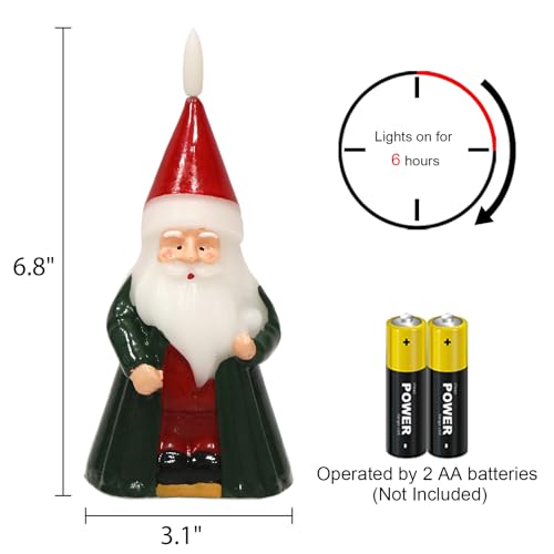 Image of Santa Claus Christmas Flameless Candles with 6 Hour Timer, Christmas Candles Battery Operated Hand Carved LED Flickering Candle with 3D Wick for Home Holiday Xmas Decorations