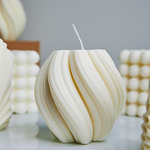Luxanna Large Decorative Scented Spiral Twirl Candle (White) - Handmade Aesthetic Candle For Home Decor - Minimalist Soy Wax Scented Candles Ideal Gift For Your Beloved Ones, Birthday, Wedding, Etc. #TOP2