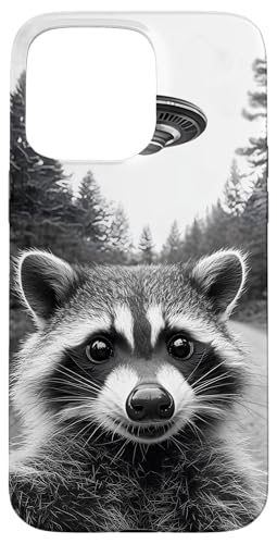 Carcasa para iPhone 15 Pro Max Sorprendido Mapache Selfie Con Extraterrestre UFO Divertido Mapache
