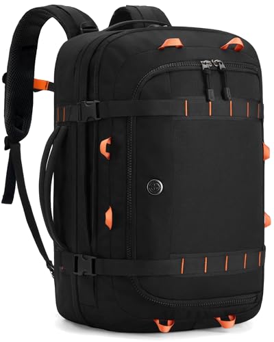 Tolaccea Zaino da Viaggio Espandibile 40L-45L, Zaini Aereo Bagaglio a Mano Adatto alla TSA, Zaino Porta PC 17.3", Grande Zaini Uomo Donna per Viaggi d'Affari e Weekender, Nero