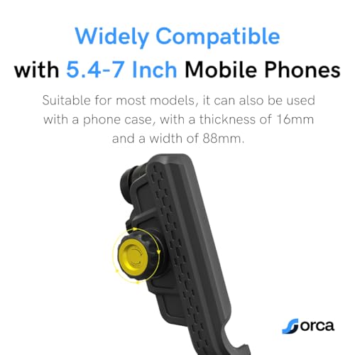 Image of ORCA M21 Pro Plus Waterproof Bike Phone Mount | Quad-Shock Vibration Dampener | Quick Release | 360 Rotatable Secure Handlebar Mobile Holder for Motorcycle & Scooter | Fits 4.7-7.2 inch Phones
