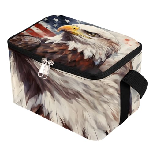 GzLeyigou Lunch Bags for Women Men 9 Cans,Eagles Independence Day Hot & Cold Food Delivery Bag Insulated Grocery Bag Insulated Lunch Box American Flag Cooler Bag for Office Work Picnic Beach