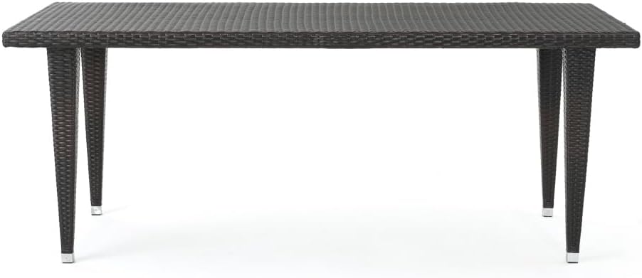 Rectangular Outdoor Dining Table with Iron Frame for Patio and Garden Use