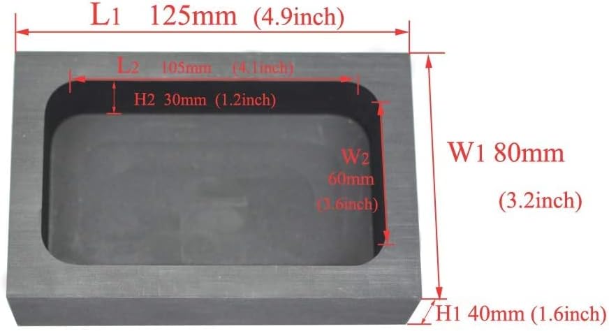 LLF Gold Silver Graphite Ingot Mold Mould Crucible for Melting Casting Refining (2pcs 3kg (125x80x40MM)), Gold,Silver - Image 3