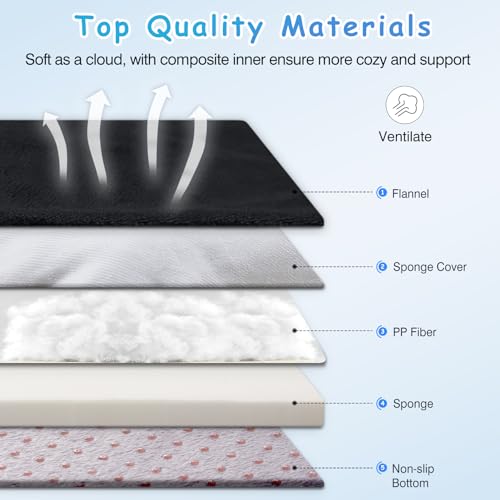 Image of Magic Dog Super Soft Large Dog Bed, 39 Inches Orthopedic Foam Pet Beds with Anti Slip Bottom, Dog Sleeping Mattress with Removable and Washable Cover, Dark Grey L,39'' X 33.5'' X 3.7''
