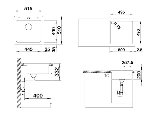 Évier BLANCO NAYA 5 en Silgranit blanc pour meuble bas de 50 cm - 8