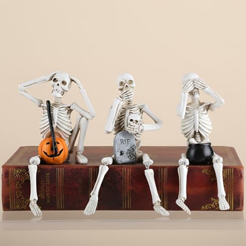Set de 3 Figuras Decorativas de Calaveras No maldecir miniatura 1